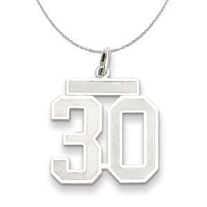 Sterling Silver, Jersey Collection, Medium Number 30 Necklace - 20 In